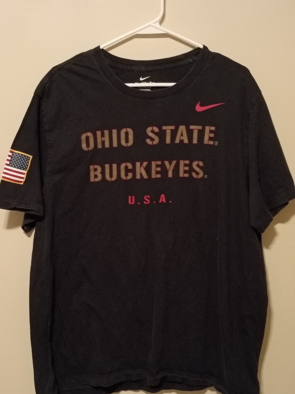 Nike Black Ohio State Buckeyes Short Sleeve Tee with Pink Swoosh
